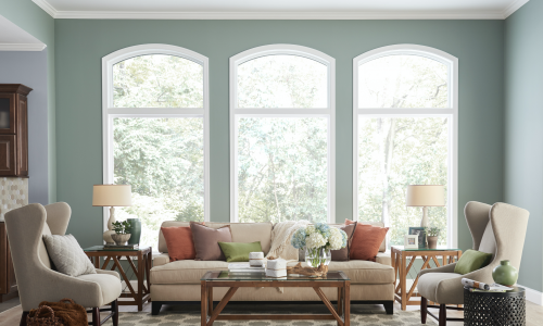 Furnished living room with furniture back in place after painting